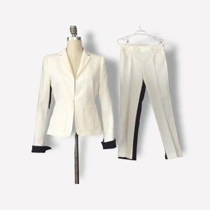 AKRIS PUNTO Womens Blazer Pant Suit Fitted Size 6/8 Sleek ColorBlock  Retails 2K
